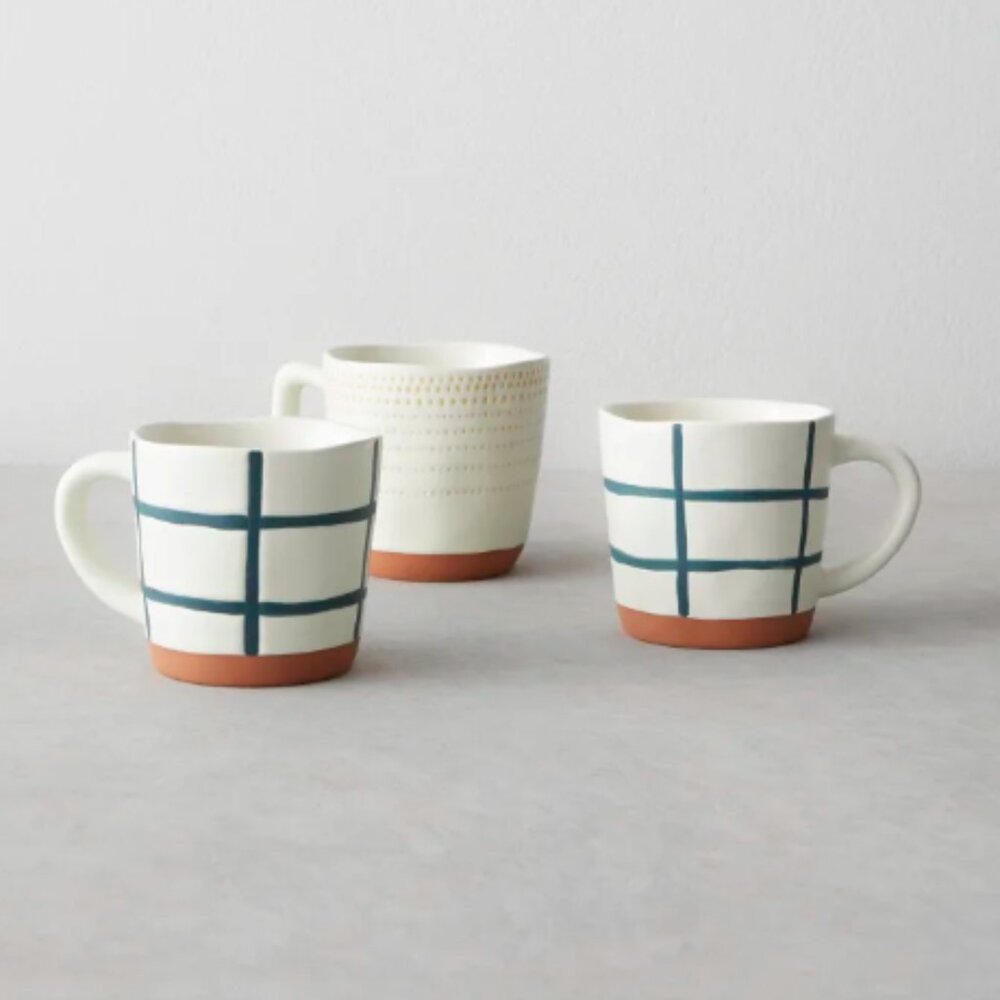 Heath & Hand x Magnolia (by Joanna Gaines) - Blue Grid Stoneware Mug | 12-oz.